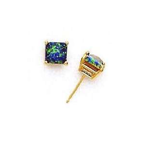   mm Square Mystic Green Created Opal Earrings   JewelryWeb Jewelry