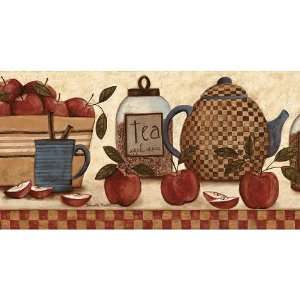  Red and Blue Cookies and Tea Wallpaper Border Kitchen 