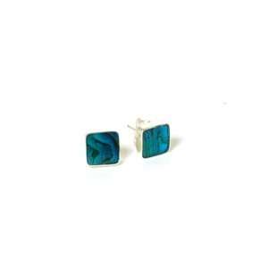   : 925 Silver Peacock Blue Paua Shell Stud Earrings: Inferno: Jewelry