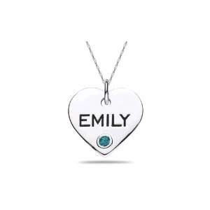   Silver Personalized Gemstone Heart Pendant Blue Topaz: Jewelry