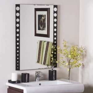   Rectangular Dot Edged Frameless Wall Mirror: Home & Kitchen