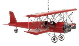 Metal Biplane Replica Airplane Model Toy Red 31x11 Decor  