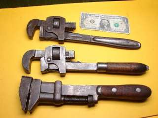 12 OLD ANTIQUE MONKEY WRENCH PIPE ADJUSTABLE TOOL LOT RAILROAD VTG 
