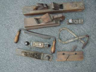   Antique Tool Lot Stanley Bailey No. 5 Wood Plane Metal Ice Tongs
