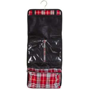  Hanging Cosmetic Makeup Toiletry Bag Case Red Black Plaid 