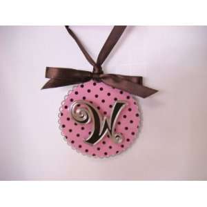  ChemArt Adornment Letter W Keepsake Pink and Brown