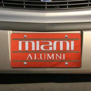   NCAA Miami Hurricanes Orange Mirrored Alumni License Plate Sports