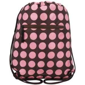    Brown & Pink Polka Dot Drawstring Backpack 