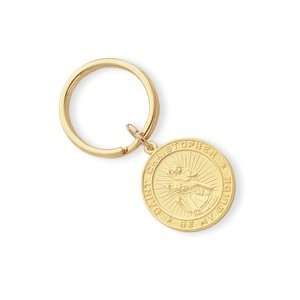  Gold plated Large Round St. Christopher Key Ring 
