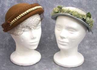   Vintage 1940s   1960s Felt Floral Net Pill Box Wool Ladies Hat Lot