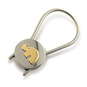 Re Florence Unisex Key Ring in White/Yellow Steel and Gold, form Round 