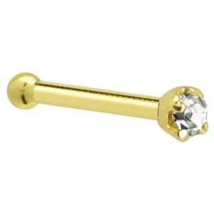  Solid 18KT Yellow Gold (April) 1.5mm Genuine Diamond Nose 