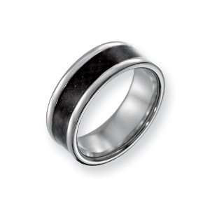 Stainless Steel Carbon Fiber 8mm Comfort Fit Wedding Band Ring (SIZE 7 