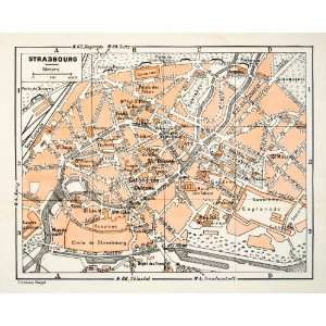 1949 Lithograph Vintage Street Map Strasbourg France City Planning 