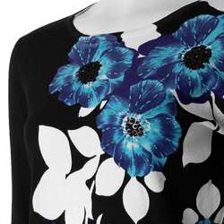 Pierri Womens Fine Gauge Knit Floral Sweater  