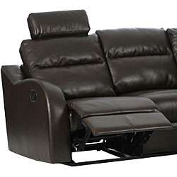 Byron Brown Leather Sectional Sofa with Reclining Seat  Overstock