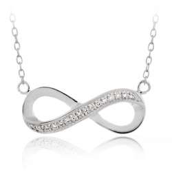 Icz Stonez Sterling Silver Clear Cubic Zirconia Infinity Necklace 