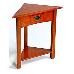 Anerucab Red Oak Mission Accent Corner Table  