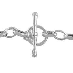 Sterling Silver Cable Link Heart Charm Toggle Bracelet  