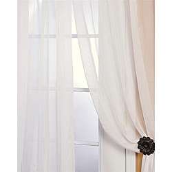 Off White Poly Voile 84 inch Sheer Curtain Panel Pair  