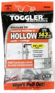 Toggler, 20 Pack, 3/8 1/2, TB Hollow Wall Anchors With Screws