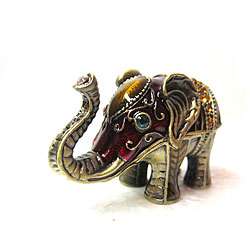 Red Elephant/ Amber Stone Jewelry Box  Overstock