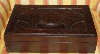Antique French Tooled Leather Jewelry Box NR  