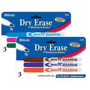  BAZIC Fancy Color Fine Tip Dry Erase Marker (3/Pack), Case 