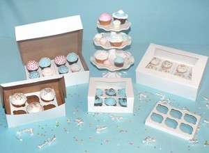 50 Window Bakery Box 9x7x3 Holds 6 Cupcakes w/ Inserts  