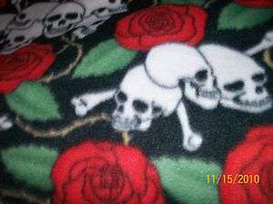 TEEN SKULL/ CROSSBONES and Roses BLANKET/THROW PERSONALIZED 