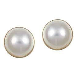 10k Yellow Gold Mabe Pearl Earrings (13 14 mm)  Overstock