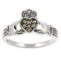 Sterling Silver Created Marcasite Claddagh Ring