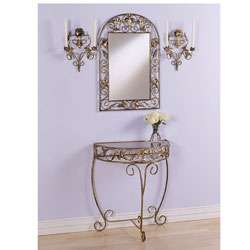 Four piece Scrolled Iron Console Set  