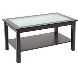 Bay Shore Rubberwood Glass top Coffee Table  Overstock