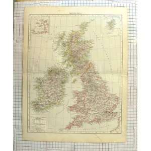 ANTIQUE MAP c1900 BRITAIN SHETLAND ORKNEY IRELAND 