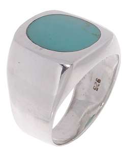 Mens Sterling Silver Turquoise Ring  