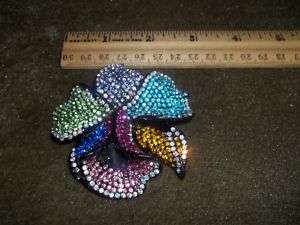 Bold Flower Brooch with Colorful Rhinestones  