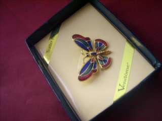 Vendome Enamel Butterfly Scatter Pin Brooch Red Green & Blue  
