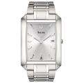 Bulova Mens Stainless Steel Silver Embossed Sunray Dial Watch Compare 