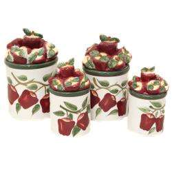  Country Apple Collection Deluxe 4 piece Canister Set  