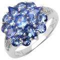 Sterling Silver Oval Tanzanite Cluster Ring  Overstock