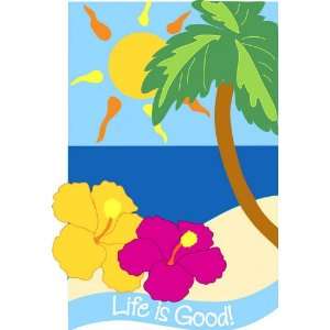  Tropical Palm Tree Beach Life Is Good Garden Flag: Patio 