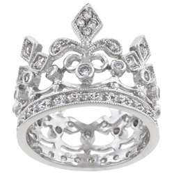   Clear Cubic Zirconia Crown style Cocktail Ring  Overstock