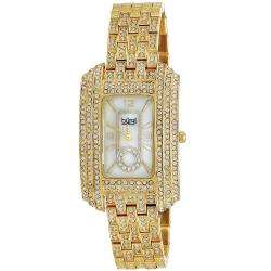 Burgi Womens Rectangular Crystal Quartz Bracelet Watch  Overstock 