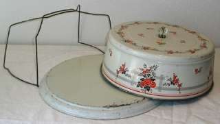 VINTAGE TIN LITHO CAKE CARRIER/SAFE HALL POPPIES  