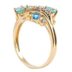   14k Yellow Gold Multi gemstone and Diamond Ring  Overstock