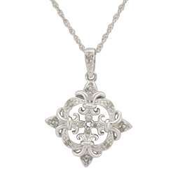 Silver 1/8ct TDW Diamond Fleur de Lis Necklace  