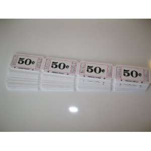   White 50 cents Consecutively Numbered Raffle Tickets 
