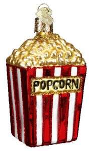 Movie Popcorn Old World Blown Glass Christmas Ornament  