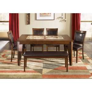   Dining Set   Rectangular Leg Table, Upholstered Bench, & 4 Upholstered